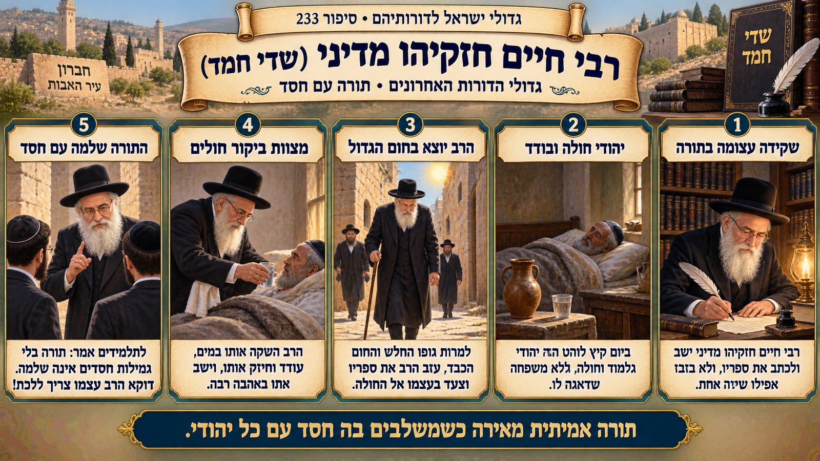 תמונת סיכום — גדולי הדורות האחרונים: רבי חיים חזקיהו מדיני (שדי חמד)